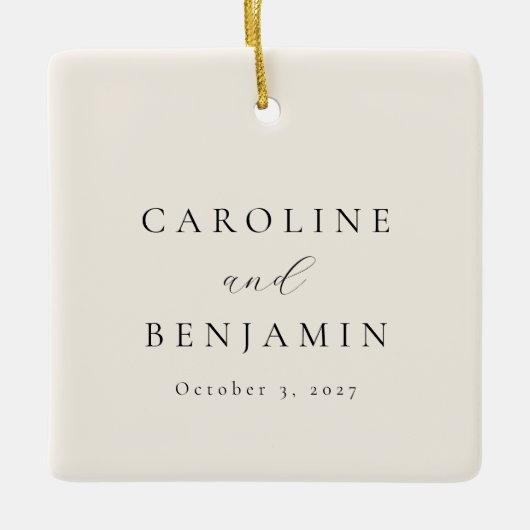 Eleganter Minimalistischer Ivory-Creme-Individuell Keramikornament (Vorderseite)