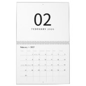 Eleganter minimalistischer Kalender 2026 (Feb 2027)