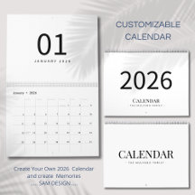 Eleganter minimalistischer Kalender 2026