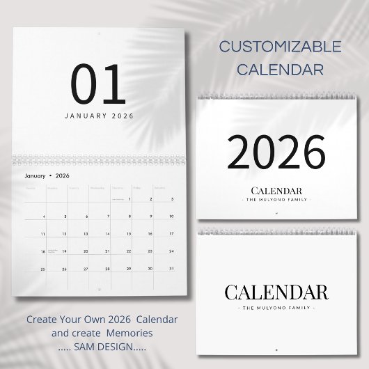 Eleganter minimalistischer Kalender 2026