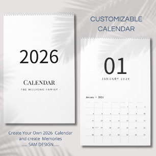 Eleganter minimalistischer Kalender 2026