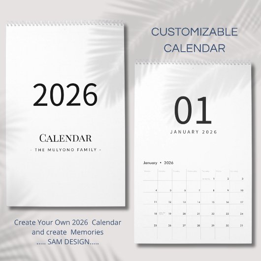 Eleganter minimalistischer Kalender 2026