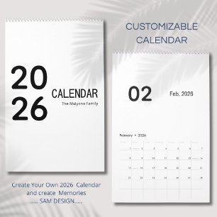 Eleganter minimalistischer Kalender 2026