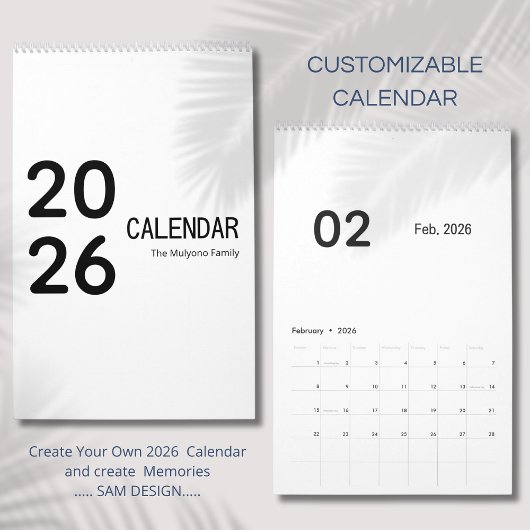 Eleganter minimalistischer Kalender 2026