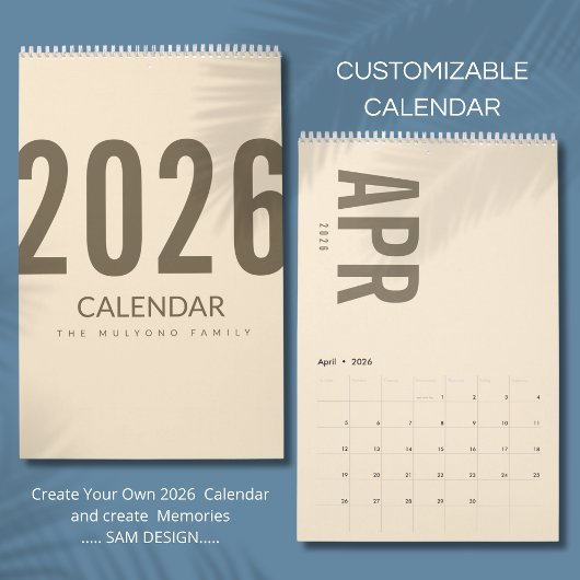 Eleganter minimalistischer Kalender 2026