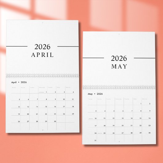 Eleganter minimalistischer Kalender 2026