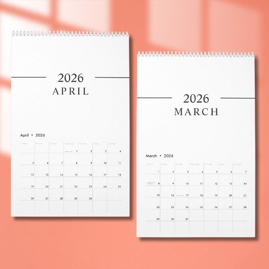 Eleganter minimalistischer Kalender 2026