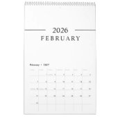 Eleganter minimalistischer Kalender 2026 (Feb 2027)