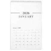 Eleganter minimalistischer Kalender 2026 (Jan 2027)