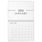 Eleganter minimalistischer Kalender 2026 (Jan 2027)