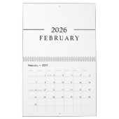 Eleganter minimalistischer Kalender 2026 (Feb 2027)