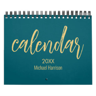 Eleganter minimalistischer Kalender 2026 – Türkis