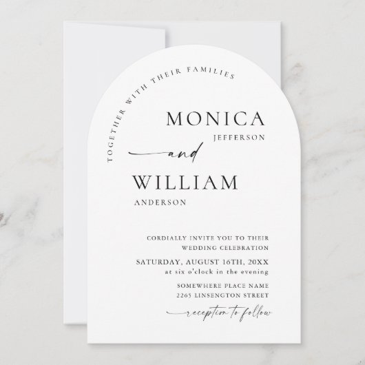 Eleganter Minimalistischer Kalligrafie-QR-Code Einladung (Vorderseite)