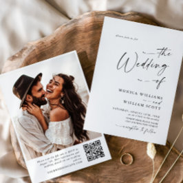 Eleganter Minimalistischer Kalligrafie-QR-Code Einladung