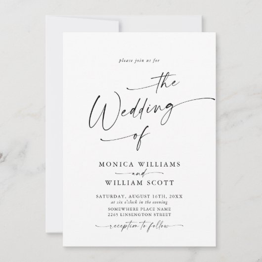 Eleganter Minimalistischer Kalligrafie-QR-Code Einladung (Vorderseite)