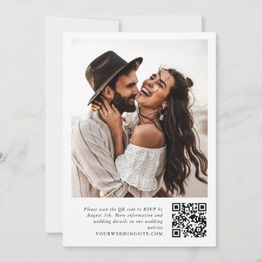 Eleganter Minimalistischer Kalligrafie-QR-Code Einladung (Rückseite)