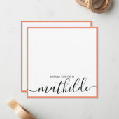 Eleganter Minimalistischer Korallengrenzname Schwa Mitteilungskarte (Vorderseite/Rückseite Beispiel)