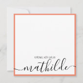 Eleganter Minimalistischer Korallengrenzname Schwa Mitteilungskarte (Vorderseite)