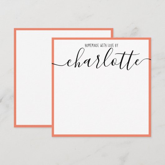 Eleganter Minimalistischer Korallenstrich Schwarze Mitteilungskarte (Vorne/Hinten)