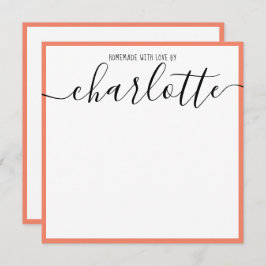 Eleganter Minimalistischer Korallenstrich Schwarze Mitteilungskarte