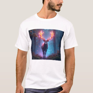 Eleganter minimalistischer Linienkunsthirsch T-Shirt