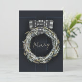 Eleganter Minimalistischer Marinekranz Feiertagskarte (Stehend Vorderseite)