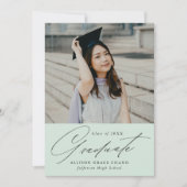 Eleganter Minimalistischer Mint Green Foto Abschlu Ankündigung (Vorderseite)
