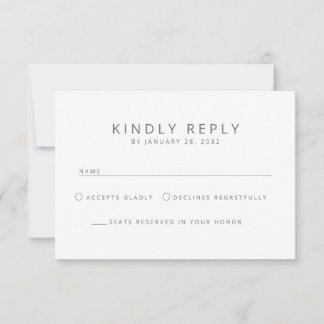 Eleganter minimalistischer Mix und passende Hochze RSVP Karte