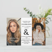 Eleganter Minimalistischer, moderner Doppelgeburts Einladung (Stehend Vorderseite)