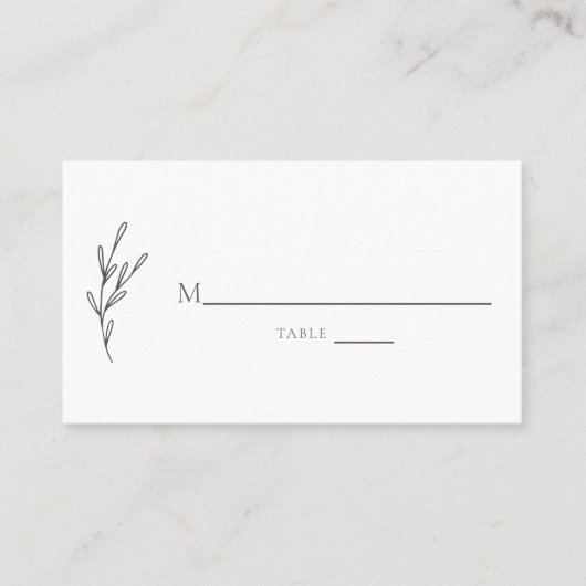 Eleganter Minimalistischer Monochrome Grau Chic Platzkarte (Vorderseite)
