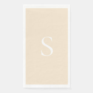 Eleganter Minimalistischer Monogram Champagne & Wh Serviette