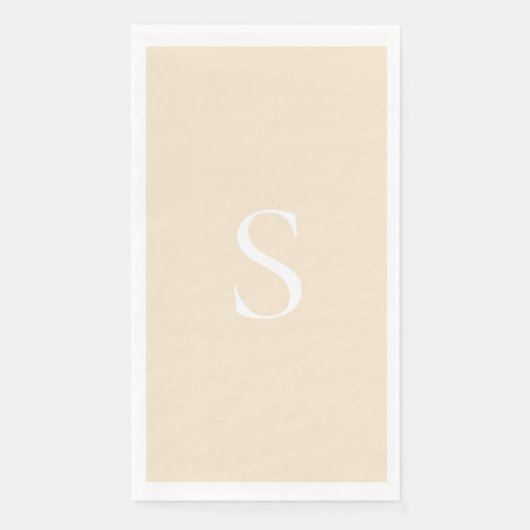 Eleganter Minimalistischer Monogram Champagne & Wh Serviette (Vorderseite)