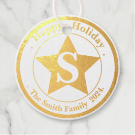 Eleganter Minimalistischer Monogram Happy Holiday Geschenkanhänger