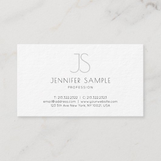 Eleganter Minimalistischer MonogrammChic Visitenkarte (Vorderseite)