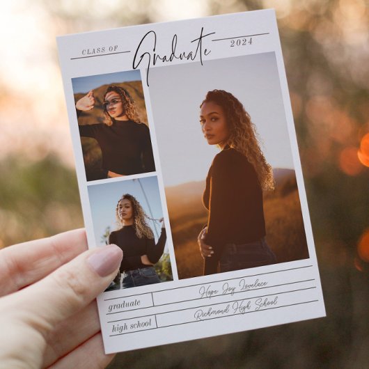 Eleganter Minimalistischer Multi-Foto-Abschluss Einladung