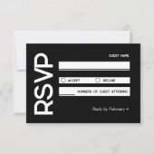 Eleganter Minimalistischer muslimischer Schwarz-we RSVP Karte (Vorderseite)