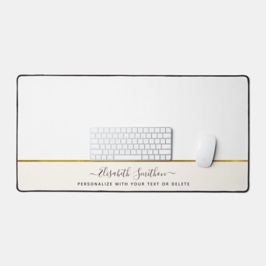 Eleganter minimalistischer Name aus Weiß und Gold Schreibtischunterlage (Tastatur & Maus)