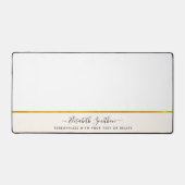 Eleganter minimalistischer Name aus Weiß und Gold Schreibtischunterlage (Vorderseite)