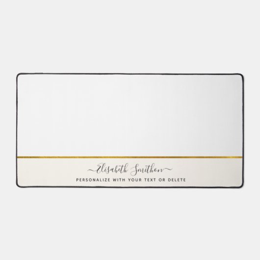 Eleganter minimalistischer Name aus Weiß und Gold Schreibtischunterlage (Vorderseite)