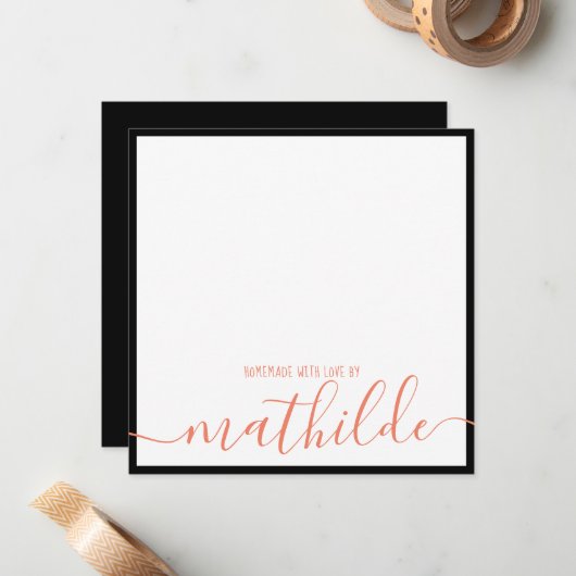 Eleganter Minimalistischer Name des Korallenschrei Mitteilungskarte (Vorderseite/Rückseite Beispiel)