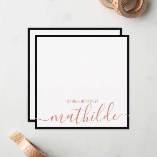 Eleganter Minimalistischer Name des Korallenschrei Mitteilungskarte (Vorderseite/Rückseite Beispiel)