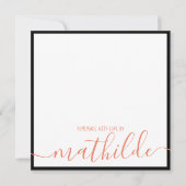 Eleganter Minimalistischer Name des Korallenschrei Mitteilungskarte (Vorderseite)