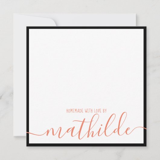 Eleganter Minimalistischer Name des Korallenschrei Mitteilungskarte (Vorderseite)