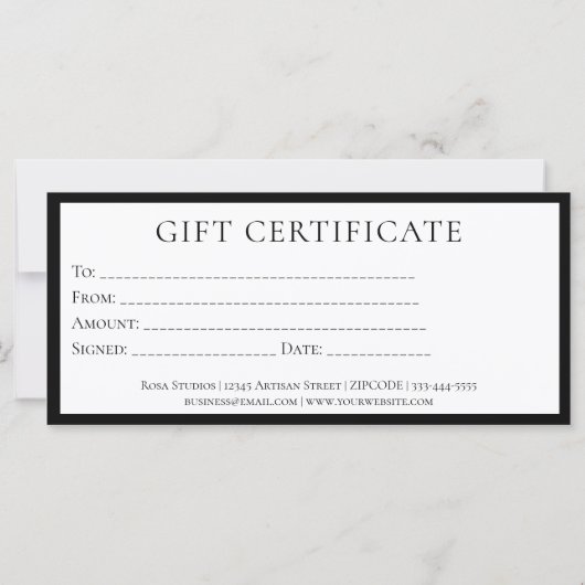 Eleganter Minimalistischer Name in Schwarz und Wei (Rückseite)