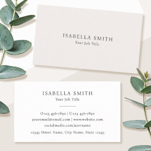 Eleganter minimalistischer Off-White-Look, der ans Visitenkarte