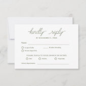 Eleganter Minimalistischer Olive Green Wedding RSV RSVP Karte (Vorderseite)