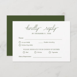 Eleganter Minimalistischer Olive Green Wedding RSV RSVP Karte