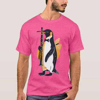 Eleganter Minimalistischer Penguin Clarinetist Jaz T-Shirt