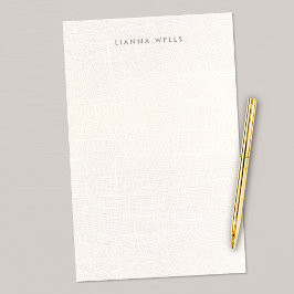 Eleganter Minimalistischer Personalisierter Linen  Briefpapier