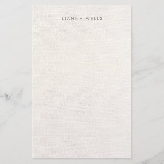 Eleganter Minimalistischer Personalisierter Linen Briefpapier (Vorderseite)